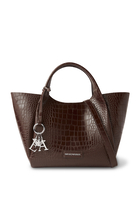 Shopper Bag With Mock-croc Finish & Logo Charm